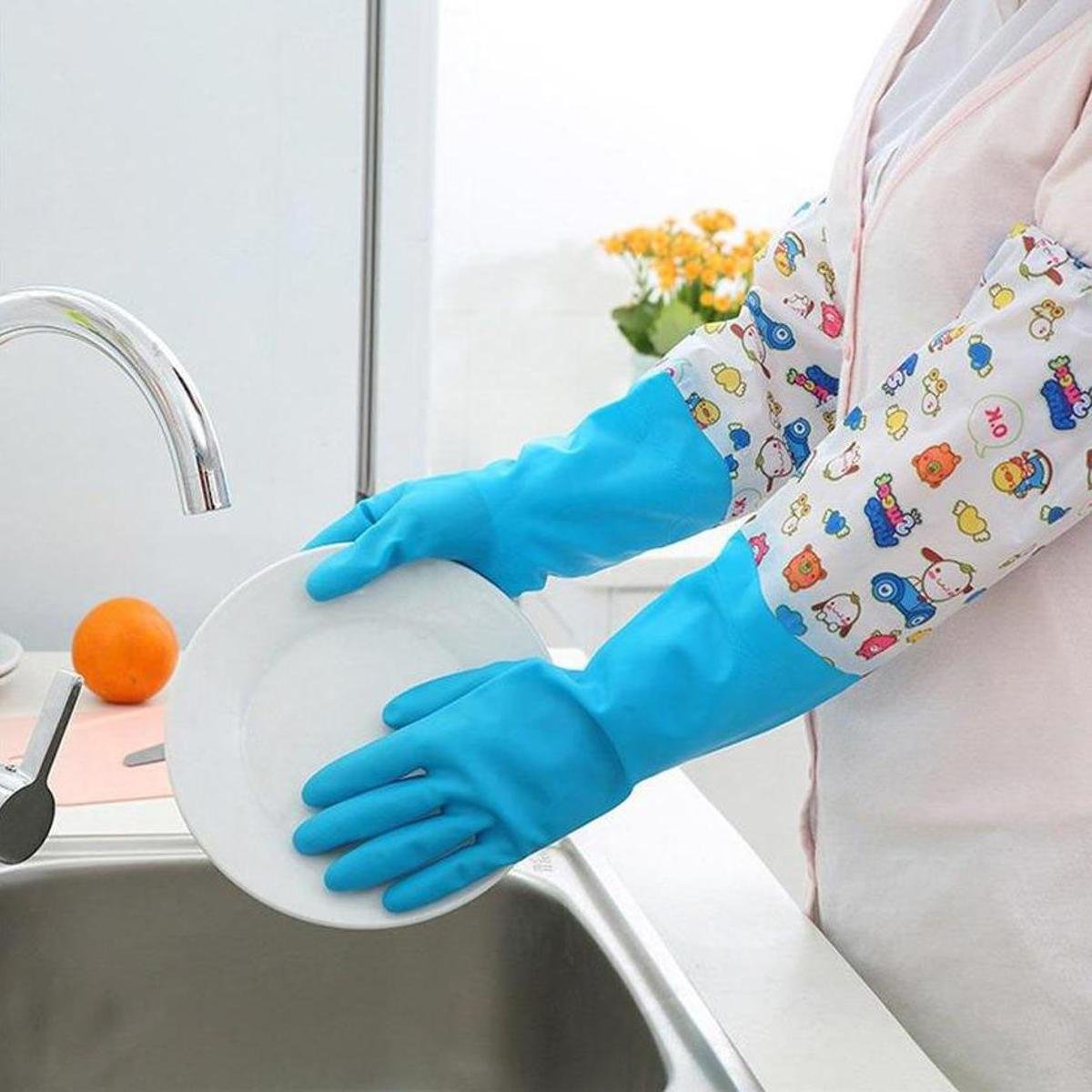 (2 জোড়া) Long Silicone Kitchen Hand Gloves - Image 4